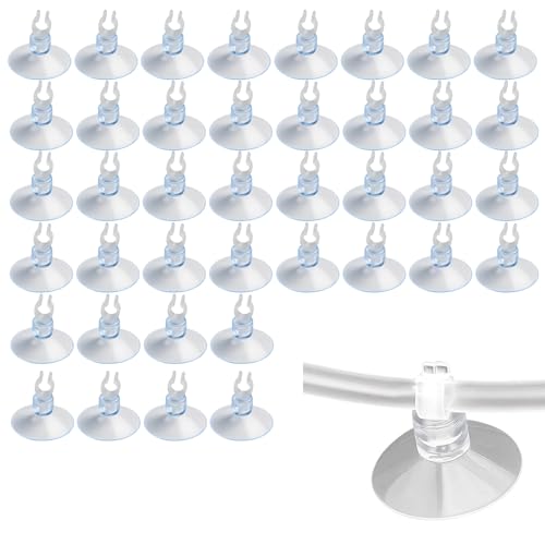 BrKern 40 Stück Aquarium Saugnäpfe mit Klemmen – Transparent – Für Aquariumschlauch – Starker Halt für Schlauch im Aquarium, Filterrohre & Deko