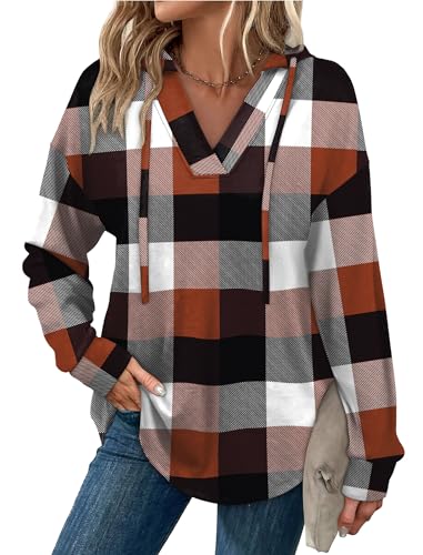 Image of Sampeel Hoodies for Women Trendy Fall Fashion 2025 V Neck Oversized Sweatshirt Plus Size Tops Clothes