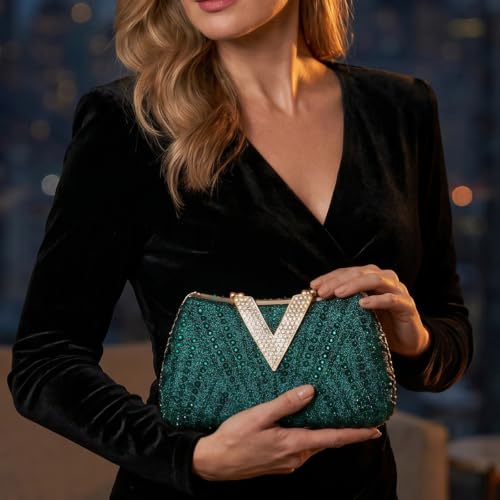 Image of SH Clutch Purse Rhinestone Clutch Purses for Women Glitter Prom Purse