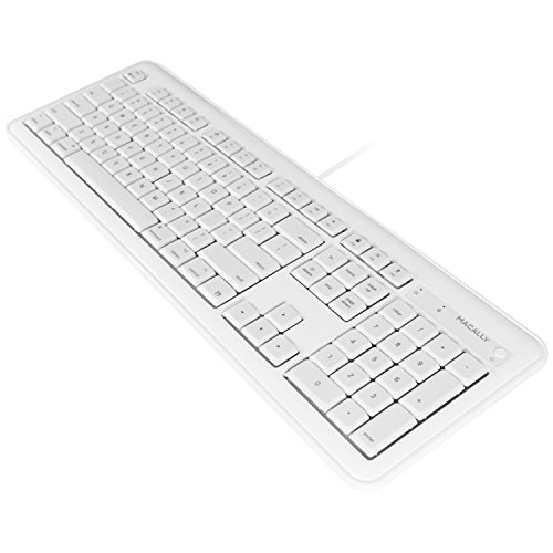 Macally Full Size USB Wired Computer Keyboard for Mac, Apple Macbook Pro/Air, Mac Mini/Pro, iMac with 16 Apple Shortcut Keys and Numeric Keypad (XKEY)