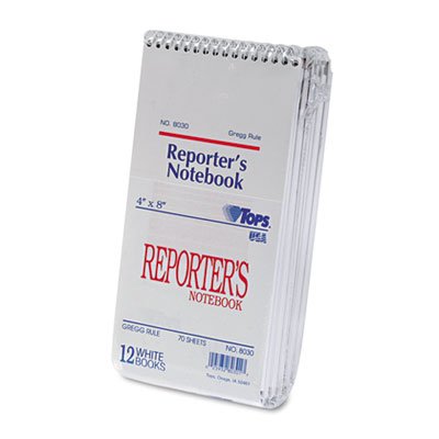 Tops Gregg Ruled Reporter's Notebook - 70 Sheet - Gregg Ruled - 4" x 8" - 12 / Pack - White - Image 3