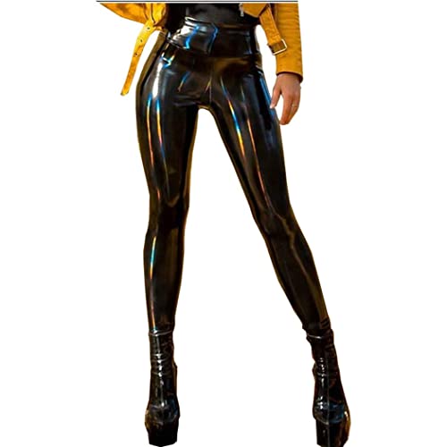 ZLZNX Leggings Cuero Pantalón Leggings Cuero Imitación Pantalón Elásticos Cintura Alta Push Up para Mujer Pantalón Cintura Alta Skinny Elásticos Pantalones,L Cover