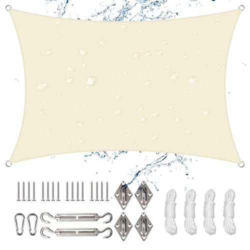 NAKIHOUSE Waterproof Shade Sail with Rope Fixing Kits