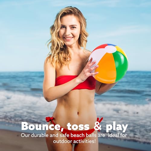JOYIN Regenbogen Strand Bälle (12 Pack), 30 cm aufblasbare Schwimmbad Spielzeug für Sommer Wasser Spiele Kinder 12 Zoll