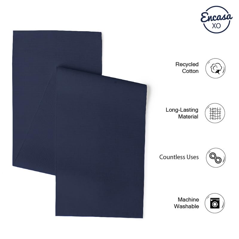 Encasa XO Dining Table Runner 32x200 cm, Solid Navy Blue - Image 2
