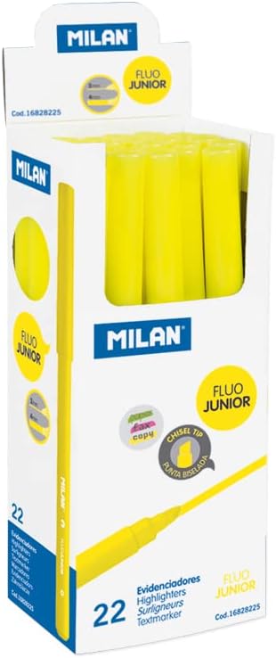 Milan 16828225 Box of 22 Highlighter Chisel Tip Yellow with Vented Lid