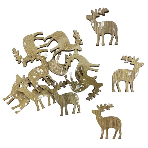 Oblique Unique 12er Set Holz Rentier Hirsch Konfetti als Tisch Streu Geschenk Deko für Weihnachten DIY Dekoration Basteln Oblique Unique 12er Set Holz Rentier Hirsch Konfetti als Tisch Streu Geschenk Deko für Weihnachten DIY Dekoration Basteln