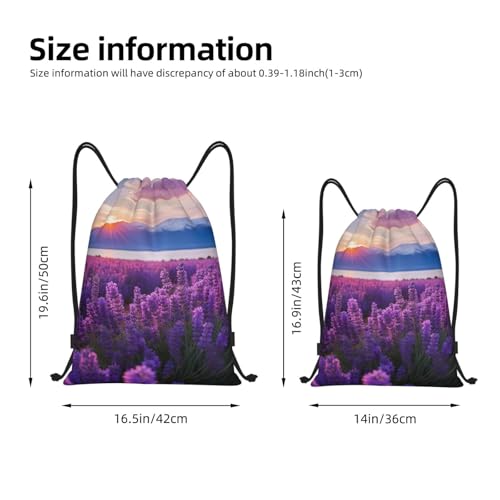 lavender fields print Drawstring Bag Sack Gym Bag Ditty Bag for Gym Traveling, Hiking, Yoga, Shopping for Adult4