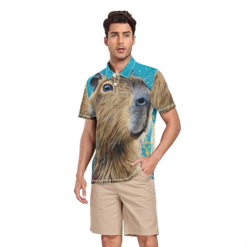 Polo de golf Capybaras bleu idéal pour vos parcours d'été et club-house
