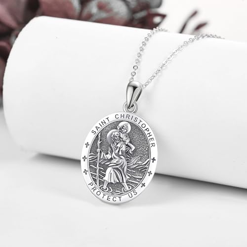 Religion Jewelry 925 Sterling Silver Saint Raphael/Saint Joseph/Virgin Mary/Saint Christopher/Saint Jude/Santa Muerte/Saint Brendan Medal Pendant Protection Gifts for Men Women3