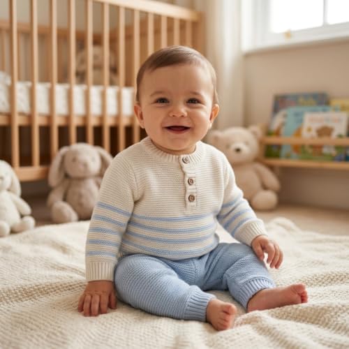 Image of Minora Baby Winter Clothing Set |Pants and Sweater for Boys and Girls |Long Sleeve Tops and Pants Outfits |0-12 Months