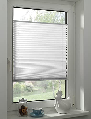 Sunpro24 Plissee auf Maß, Blickdichtes Faltrollo, Montage im Glasfalz mittels Schrauben, Sonnenschutzrollo, (B) 20-50 x (H) 20-80 cm, Weiß