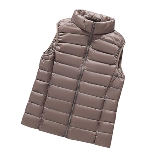 Chaleco Guateado Mujer Ligero Chaleco Plumas Plumon Acolchado sin Mangas Señora Chalecos Plumifero Plumífero Ultraligero Chaqueta Abrigo sin Mangas para Mujer Tallas Grandes Invierno Fino Caqui 3XL