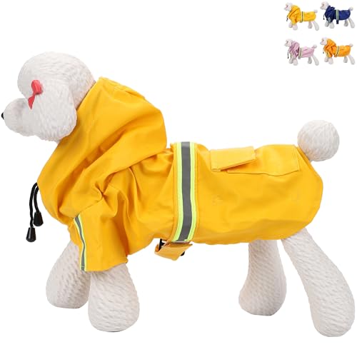 【Aigoda】犬 レインコート 小型犬 中型犬 大型犬 防水 軽量 4色 6サイズ フード&リードホール付き (イエロー, 3XL)