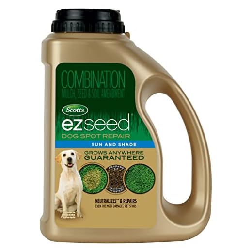 Scotts EZ Seed Dog Spot Repair Sun and Shade, Combination Mulch, Grass Seed Mix and Soil Amendment to Neutralize and Repair Pet Spots, 2 lbs.