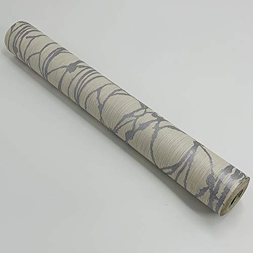 Q Qihang Modern Abstract Curve Striped Pattern Non-Woven Non-Pasted Wallpaper Roll For Living Room Bedroom 1.73' W X 32.8' L (Cream Gray) #TOP3