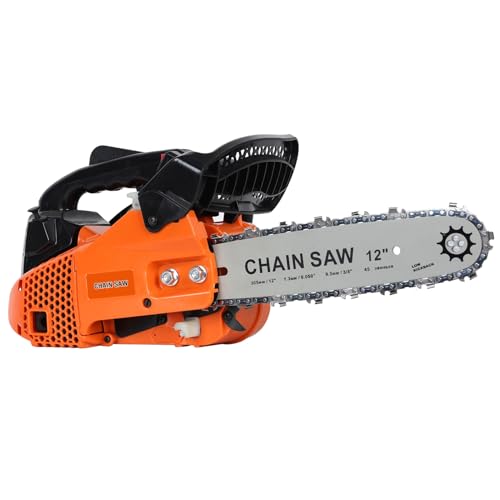 feneihe 25.4cc Chainsaw, 2-Stroke Petrol Chainsaw,0.9kw Chain Saw, Lightweight, and Durable for Heavy-Duty Tree Felling and Garden Tasks,Home Gas Small Garden Saw Orange