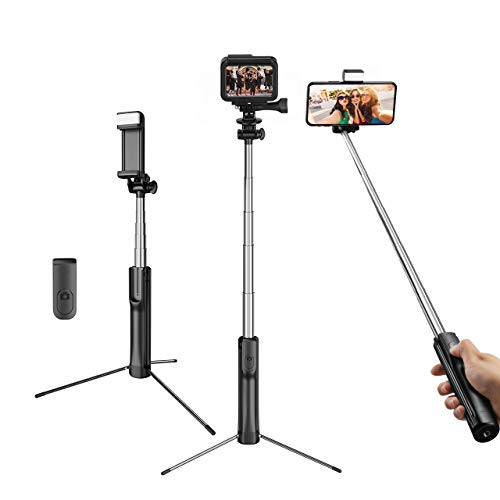MP Tele CA 3 in 1 Selfie Stick Tripod, Extendable Selfie Stick with Wireless Bluetooth Remote Control & Fill Light, Lightweight, Detachable & Rechargeable,for iPhone 13 12 Pro Max/12/11 Pro/XS/XR/X/8