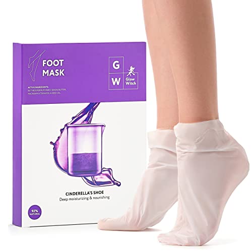 Korean Hydrating Foot Mask with Argan Oil, Shea Butter and Macadamia Oil (2-Pack) - Deeply Moisturizes Full Foot and Heel - Exfoliating Foot Masks Made With Natural Ingredients