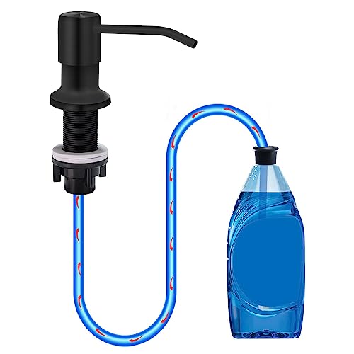 Soap Dispenser for Kitchen Sink Countertop Soap Dispenser Pump 47 Silicone Extension Tube Connect to The Soap Bottle Directly Say Goodbye to Frequent Refills (Black)