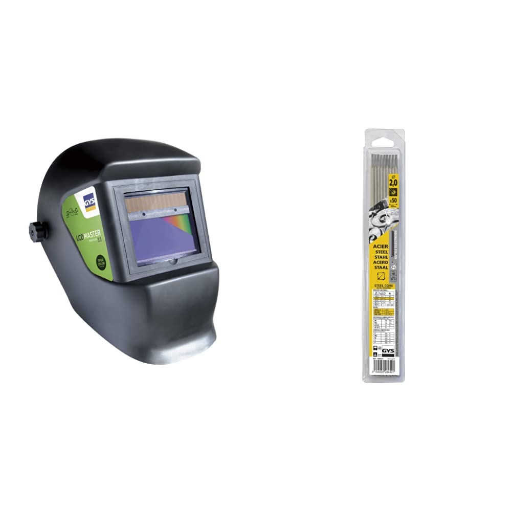GYS - Masque de Soudage LCD MASTER 11 - Teinte 11 Noir & ELECTRODES Rutiles Ø 2, 0 E6013 - Blister de 50 - CONSOMMABLE Soudure Arc/MMA - Toutes positions - A L'electrode - Amorcage Des 40V