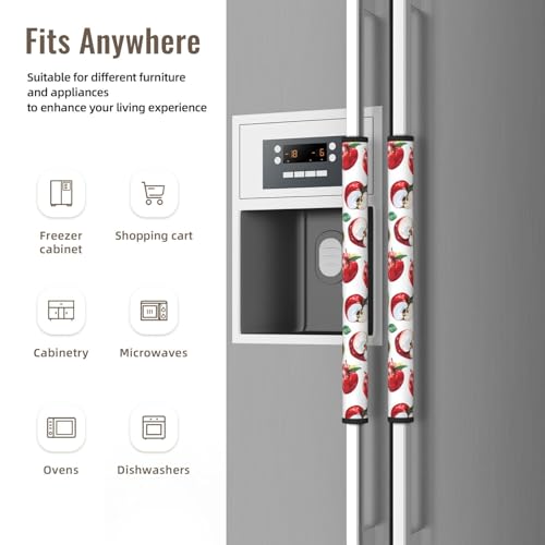 Image of Red Apples Refrigerator Door Handle Covers Set of 2, Neoprene Fridge Door Handle Covers Washable Non-Slip Protector for Fridge Dishwasher Appliance Handle Covers, Keep Your Kitchen Clean