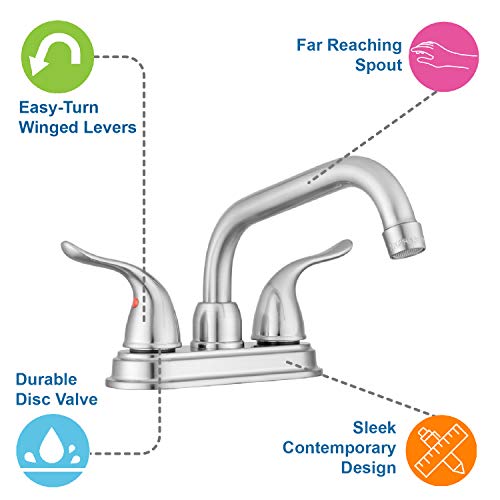 Pacific Bay Treviso Utility Laundry Sink Faucet With Swivel Spout - 2-Handle Levers - Centerset (Brushed Satin Nickel Plated) #TOP1
