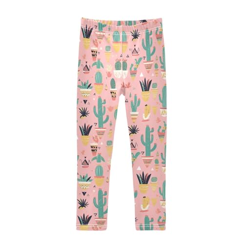 Wusikd Cacti Succulents Girls' Leggings Toddler Doodles Cute Kids Yoga Pants Dance Active Tights 4T