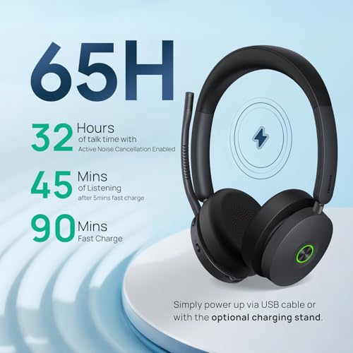 Image of Yealink BH74 UC Bluetooth Headset with Mic for Work, AI Hybrid ANC, USB C /A | 6 AI Active Noise Cancelling Mic for Clear Call, Flip to Mute, 32H Talk Time,160ft Wireless Range for Open Office Hybrid Work