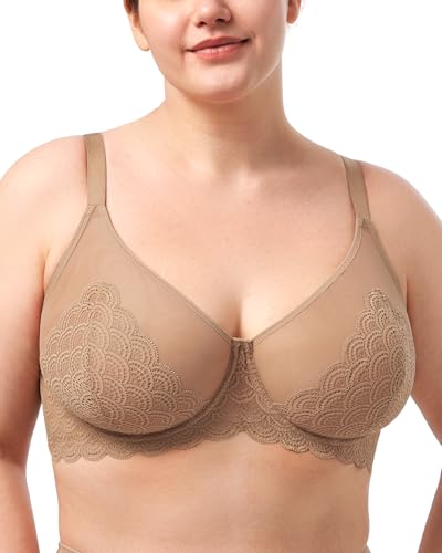 Image of HSIA Minimizer Bras for Women Large Bust Full Coverage Lace Plus Size Bra - Mermaid Scales