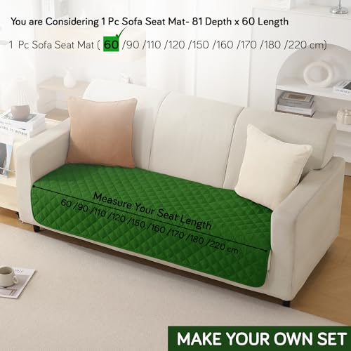 Image of HOKIPO Polyester Quilted Waterproof Sofa Cover Mats For 1 /2 /3 Seater Sofa And L Shape. Make Your Own Sofa Cover Set, Mat Length 81(D) X 60(L) Cm, Forest Green (AR-4963-W8)