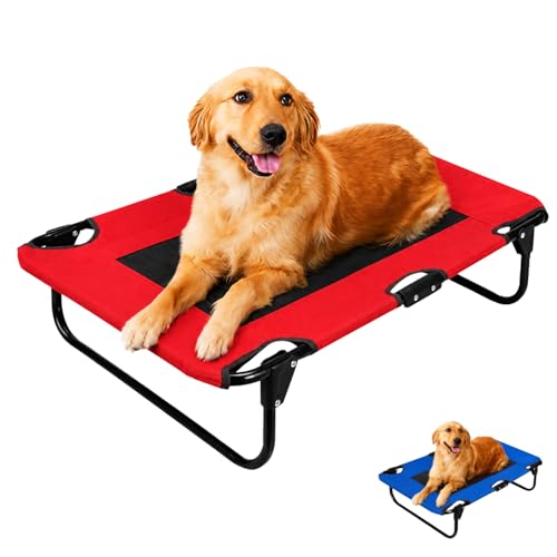 VIRSUS Lettino per Cani Pieghevole 6367, Misura 75x52x17 cm, Brandina in Tessuto con Rete Traspirante, Struttura Tubolare in Metallo Diam.19 mm, Letto per Animali Piccola e Media Taglia (Rosso)