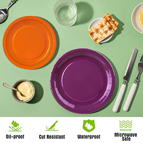 Ephyo 48Pcs Colorful Paper Plates Colored Disposable Party Plates For Dinner Dessert Cake Compostable Birthday Party Supplies 7In And 9In Round #TOP3
