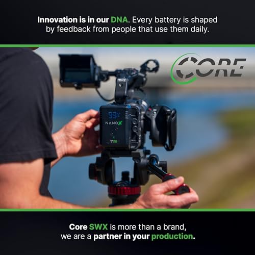 Image of Core SWX NANO-V98X 98Wh Micro V-Mount Battery - Compact Lithium-Ion Pack with USB-C PD Input /Output, USB-A, P-Tap, 10A Load, 3.9hr Runtime (25W), for Cameras & Production Gear