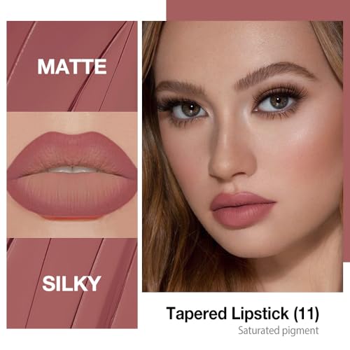 Image of Kaely Chestnut Rose Gradient Matte Lipstick Lip Liner Pencil for Women, 2in1 Flawless Contour Gradual Ombre Effect Lip Pencil Makeup Waterproof, labiales mate 24 horas originales, 11