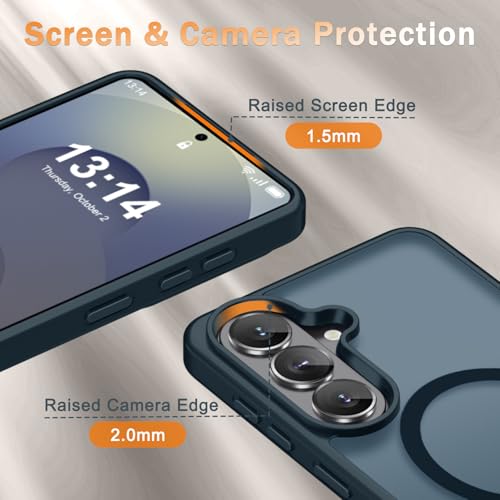 Image of for Samsung Galaxy S26+ Plus Case, Matte Magnetic Phone Cover, Navy Blue | Fit for MagSafe, Screen Protector included, Shockproof Military Grade Protection, Translucent Frosted Back