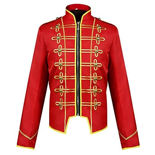 Generisch Chaqueta de tambor con banda para hombre, para festival musical, desfile, blazer steampunk, gótico, militar, marching, frack, medieval, estilo victoriano, retro, para Halloween, uniforme