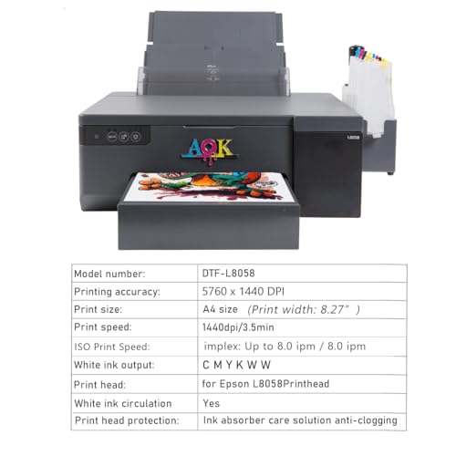 Aok 8058 A4 Size Dtf Printer 8.3 Inch High Efficiency Dtf Printer With Xp 500 Print Head Timed White Ink Stirring System For T-Shirt Clothes thumb #2