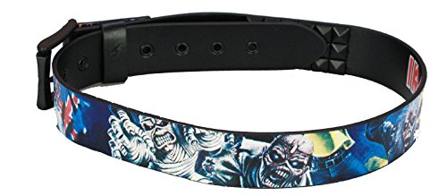 Lowlife Iron Maiden Cover Stud Leather Belt in Black