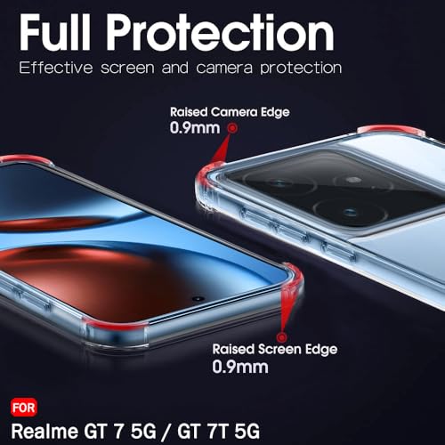 Image of TheGiftKart Crystal Clear Back Cover Case for Realme GT 7 5G / GT 7T 5G / GT 7 Dream Edition | Shock Proof 360 Protection | Hard Clear Back Cover Case (PC & TPU, Transparent Bumper)