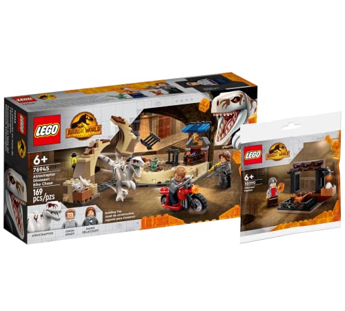 Lego Jurassic World Set - Atrociraptor: Motorradverfolgungsjagd 76945 + Polybag Dinosaurier-Markt 30390
