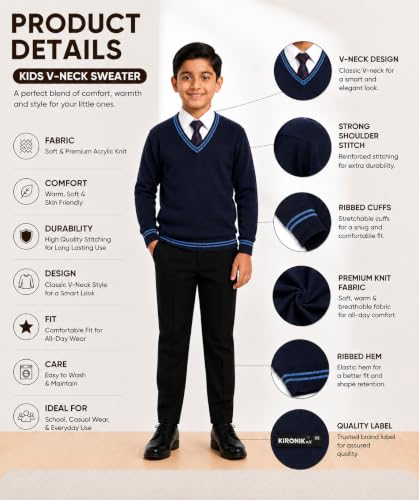 Image of Boy's School Uniform Lining Full Sleeves Sweater - Daffodil