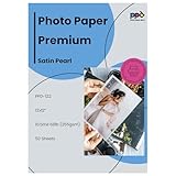 PPD Satin Photo Paper for Inkjet Printer, Premium Semi-Gloss Luster Finish 12 x 12 Size Sheets for Printable Photos, Thick 255 gsm 68 lbs 10.5 mil, White, Water Resistant & Instant Dry Print (50 Pack)
