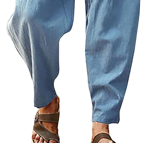 Men Hip-Hop Breathable Cotton Linen Pants Classic Loose Casual Sports Trousers Fall Straight Lace Up Athletic Pant2