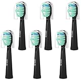 Toothbrush Heads for FairyWill, Replacement Brush Heads for Fairy Will, Electric Toothbrush Replacement Heads for Fairywill FW-507/508/551/515/917/959, FW-D1/D3/D7/D8, 6 Pack, Black