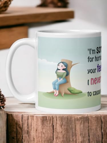 Image of Better Gift Flowers Sorry Mug with Message, Round Shaped Multicolor Themed Coffee Mugs, Mug for Gifting, Gifting Items for Family, Friends & Closed Ones