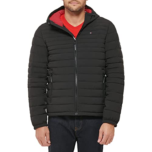 Tommy Hilfiger Men's Stretch Poly Hooded Packable Jacket