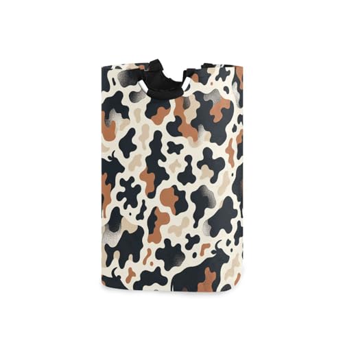 Jihqo Laundry Hamper Basket Black Brown Cow Print Collapsible Nursery Storage Bin Waterproof Clothing Baskets for Home Bedroom Bathroom Washing Room