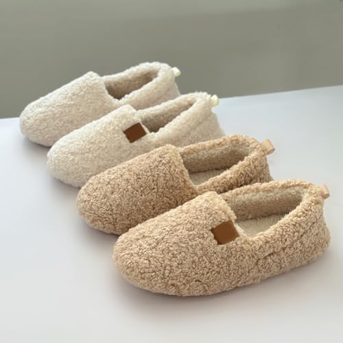 Women Soft Curly Full Slippers, Lightweight Memory Foam Indoor House Shoes Fuzzy Slip-on Slippers3