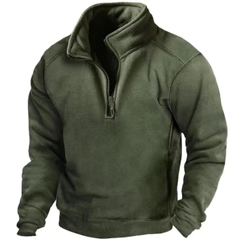 Fashion Half Zip Stand Collar Fleece Warm Pullover Hoodie Men Solid Color Casual Long Sleeve3